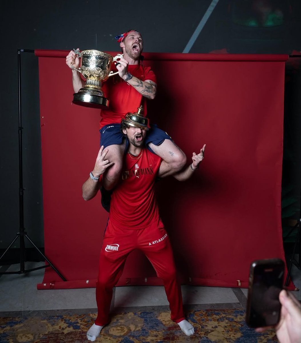 CricCrazyJohns's tweet photo. Phil Salt &amp; Tim David celebrating the IPL victory 😂🔥 https://t.co/BDbpryNxyu
