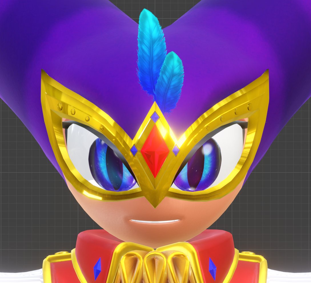 JSIBrowsing's tweet photo. New NiGHTs mod for Crossworlds progress. Name is a WIP lol.

New stuff:
New eyes: Textures based on other NiGHTs models, and it has the galaxy effect from the renders.
Their Nightmaren persona, remade by me.
New Gem material, thanks to @S1ayerXYZ 
Better finger weights https://t.co/JqfaldWxnx