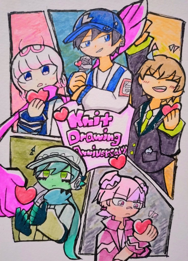 Am_Knitcap's tweet photo. 6月1日は日斗の絵描き記念日、今年で7周年です🎨
一次創作のキャラを描きました。普段はそれぞれ違う世界観に生きているけど、そんなのお構い無しに何となくお互い気が合いそうな奴らです💪 https://t.co/t9KzzVKl1O
