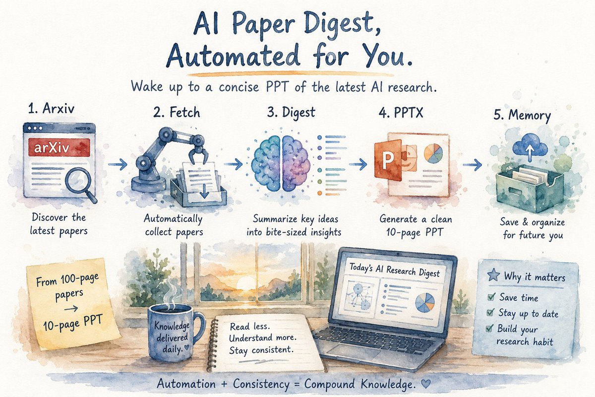 gssdaniel's tweet photo. I used to save AI papers every day and tell myself I’d read them later. After a few months, I had hundreds of bookmarks, dozens of PDFs, and almost nothing actually absorbed into memory. https://t.co/TWYz6Adnxq
