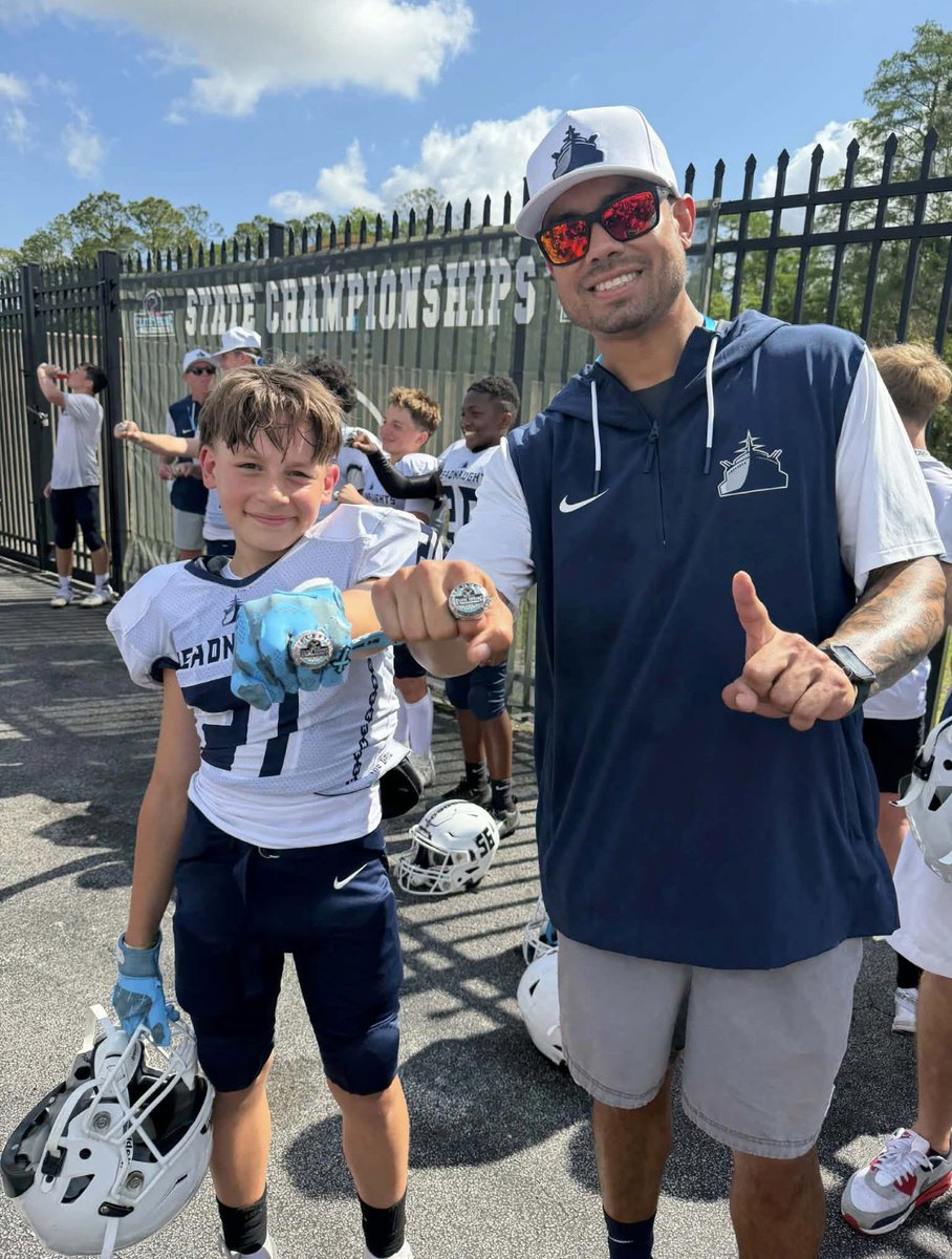 Coach__Gio's tweet photo. Mission accomplished! We are the 11U D1 State Champions, and we did it back‑to‑back with a huge 26–0 victory over the Toros. Couldn’t be prouder of our boys and coaches for grinding, fighting, and taking down the only team that beat us this season. Amazing work time to celebrate! 💍💍🏆🏆