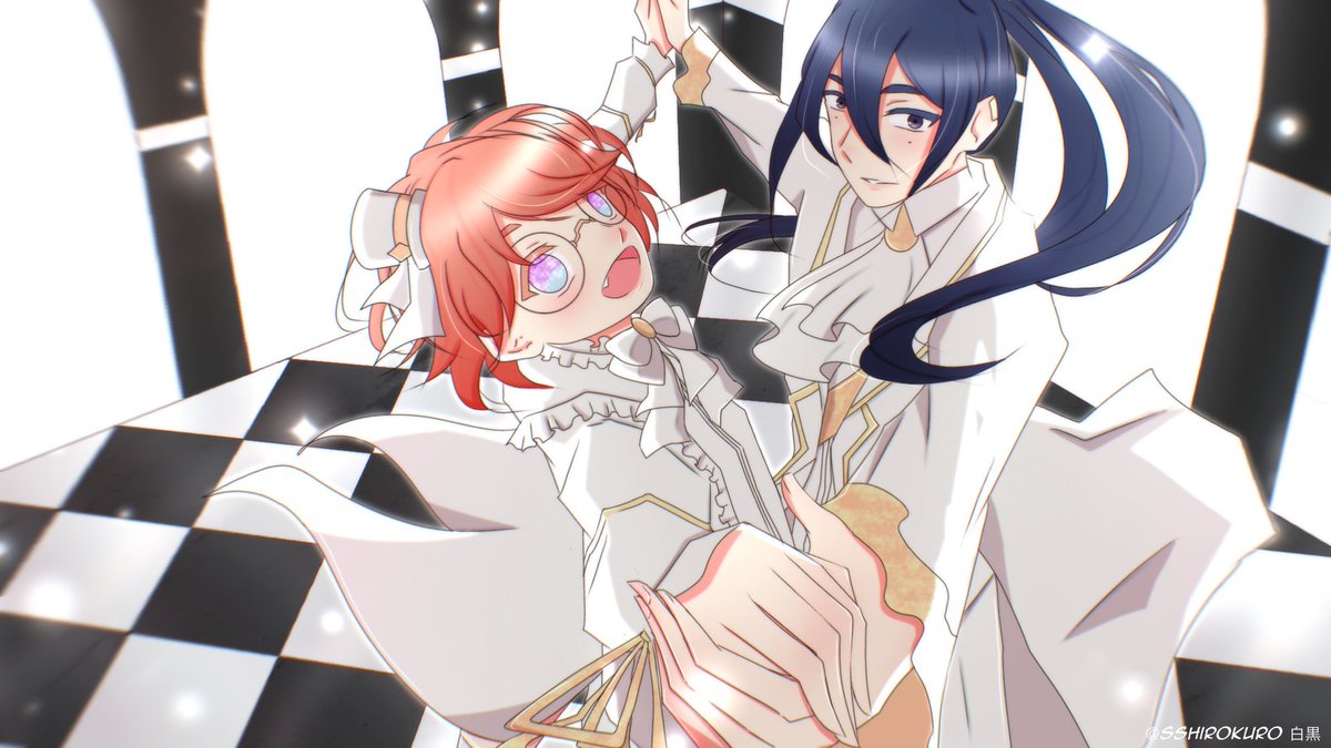Sshirokuro's tweet photo. KYO X LEOPOLD ⏳️

"There are many things I can give you in this world. Unfortunately, my heart isn't one of them, my dear Kyo. But I can offer you a dance tonight. Will you follow me?" 

happy pride month! 🏳️‍🌈 #artmoots #ocart https://t.co/r0yjlYe5rZ