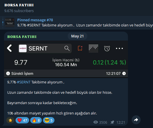 borsaa_fatihi's tweet photo. #SERNT Bayram öncesi bastıra bastıra söyledik %15 oldu kaarımız :)

Ücretsiz kanal SHOW Yapıyorrr 😎

Link yorumlarda tıkla sende katıl!

#SERNT #tavan #bıst #chp #KCHOL #tuprs https://t.co/lS6KQpvrns