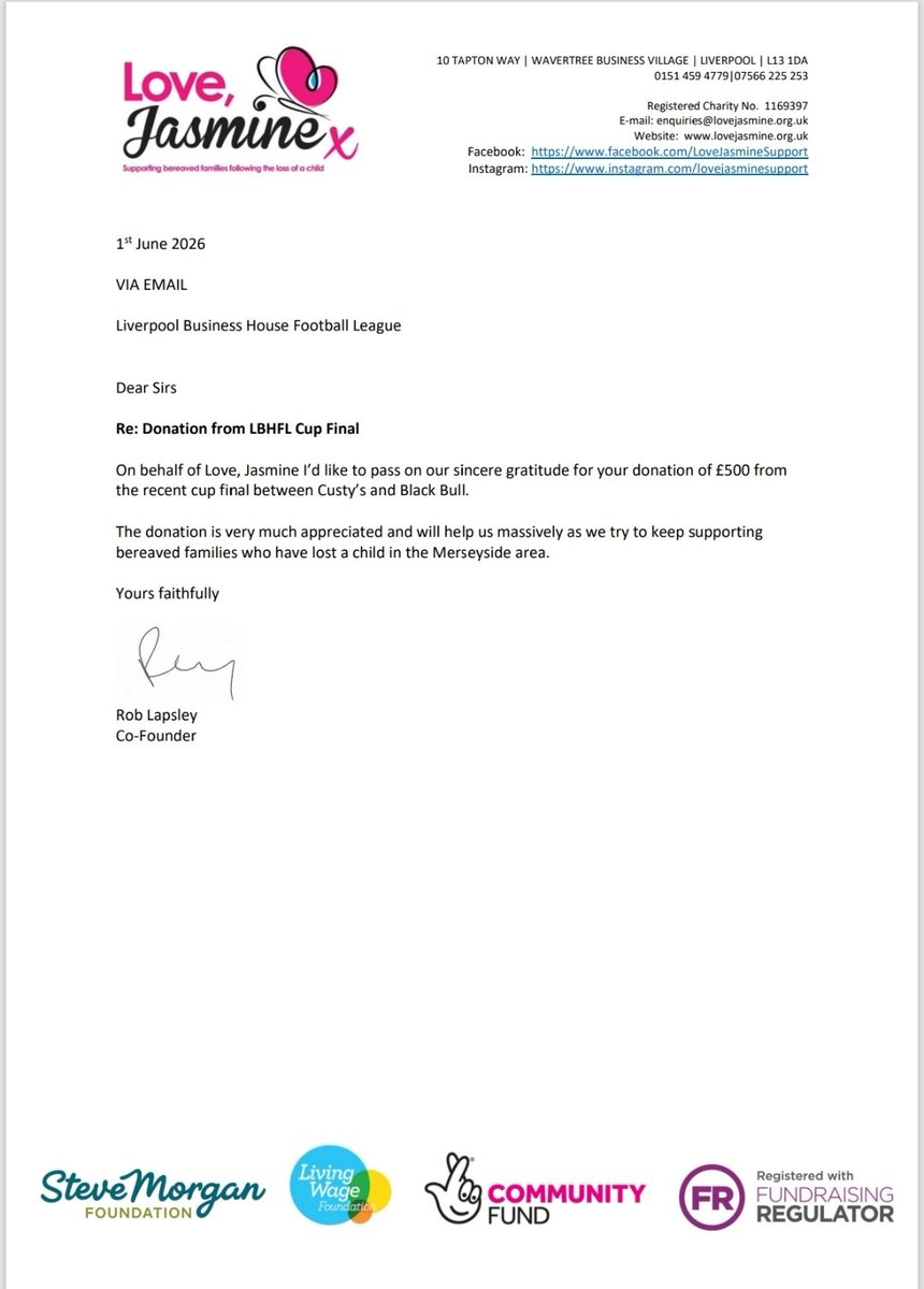 BusinessHouses2's tweet photo. Thank you to everybody who attended our Senior Cup Final between @Custys_fc and @BlackBullFC9 

We have donated £500 to Love, Jasmine from the gate receipts. ⚽️💗 https://t.co/jpEWJogFz9