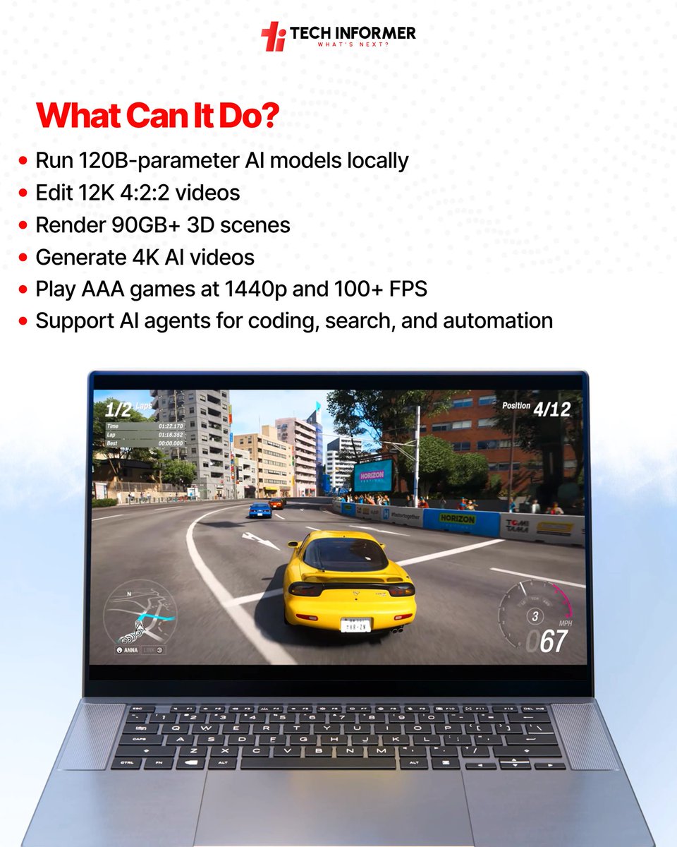 Tech_Informer_'s tweet photo. NVIDIA has unveiled RTX Spark, a new AI-focused chip platform for Windows PCs. The company claims it is the most efficient PC chip ever built and says it will power a new generation of AI-first laptops and desktops from brands including ASUS, Dell, HP, Lenovo and others. https://t.co/RV2uLd4aek