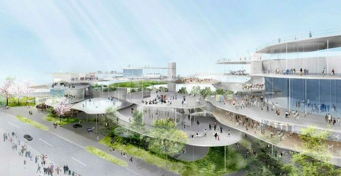 BOHE_BABE's tweet photo. 徳島県立ホールの建て替えをヴェネツィア・ビエンナーレ金獅子賞の建築家、石上純也が設計したが、下から慶應で文化資本溢れる後藤田知事が止めて、場所も設計も変えようとしたら公募不調で工事費も爆上がりしそうな状況。石上氏の原案見てみたら、これだけで客呼べそうなインパクトある。すご。 https://t.co/eC3PEBdvt9