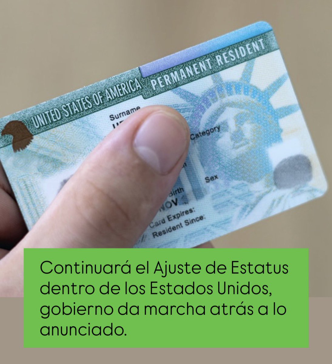 Audi_Rodriguez's tweet photo. ¡Buena noticia¡ para cientos de miles de extranjeros que están en trámites o desean aplicar para el Ajuste de Estatus dentro de los Estados Unidos 🇺🇸, podrán seguir con su proceso con la posibilidad de no salir del país. 

El Departamento de Seguridad Nacional de los Estados Unidos da marcha atrás a lo anunciado hace unos días, y explican que no será una medida generalizada el salir del país para obtener la Green Card, solo será manejado como algo discrecional donde el agente de USCIS podrá decidir si la persona debe salir del país dependiendo la circunstancia, caso por caso. 

De todas formas esto es una alerta para preparar muy bien sus casos y demostrar que son vínculos reales los que tienen y que no están cometiendo fraudes en el proceso de Ajuste de Estatus. Casos fuertes y sin cuestionantes, no tendrán la necesidad de salir del país.
