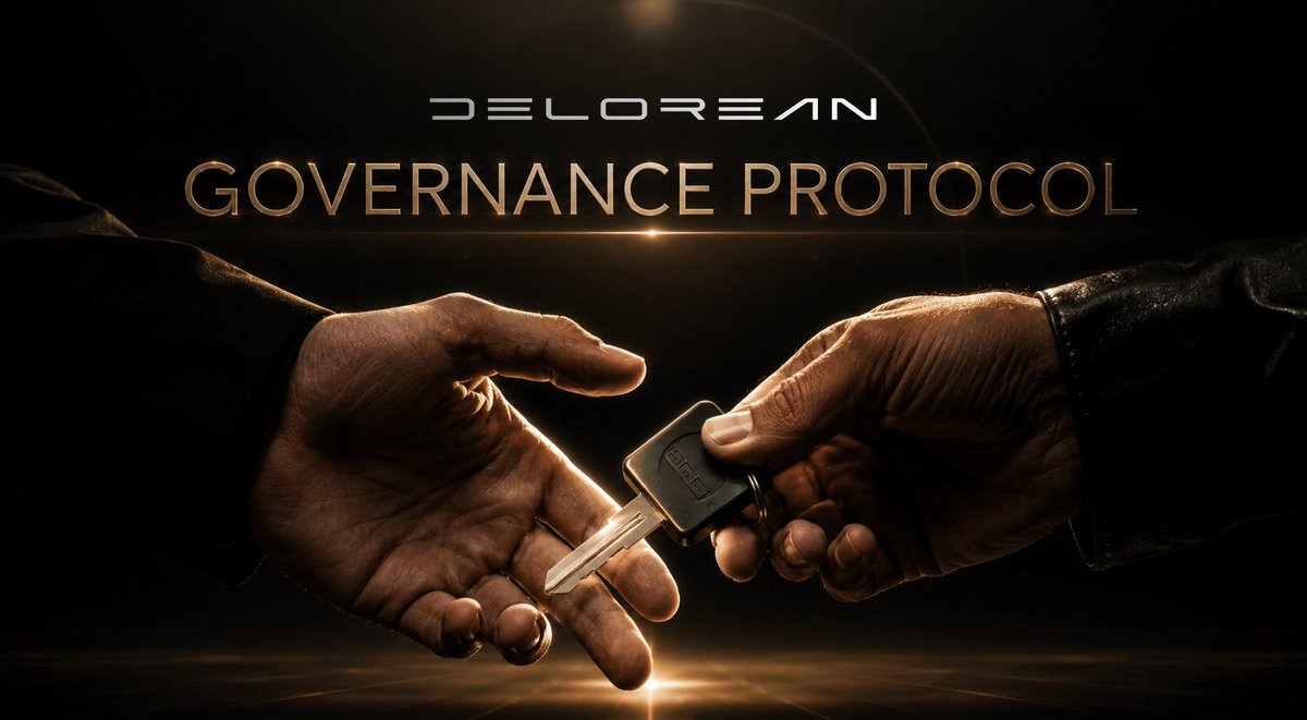 DeLoreanlabs's tweet photo. Time to get behind the wheel.

The DeLorean Governance Protocol is coming soon! $DMC holders get a direct say in how this ecosystem evolves.

For the first time in automotive history, a global brand is giving its community real power over real decisions. Not a survey. Not a discord poll. On-chain governance where your $DMC is your vote.

Staking. Incentives. Treasury. Upgrades. Product. Technical Integrations. You decide.

Every proposal goes through community discussion, council review, holder vote, and timelock before anything moves. Built to be open. Built to last.

Your voice. Your DeLorean.