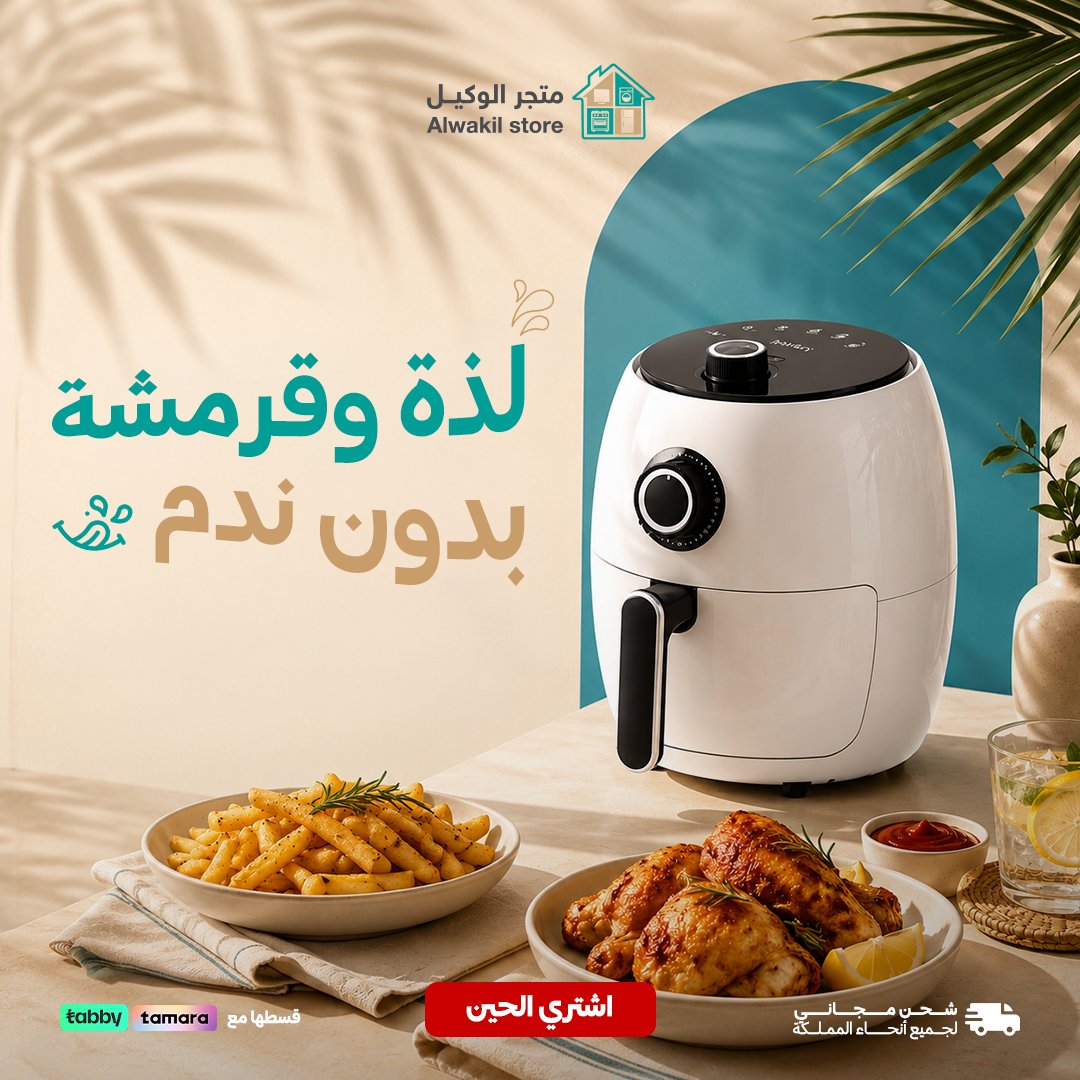 Alwakil_Co's tweet photo. لذة وقرمشة بلا ندم ع قلاية كولين
لما تختار الصح من البداية، النتيجة تتكلم عن نفسها.
اطلب الحين وخل كل وجبة تفرق 🛒
#الوكيل #قلاية_هوائية #كولين https://t.co/Alxsc3ktIy