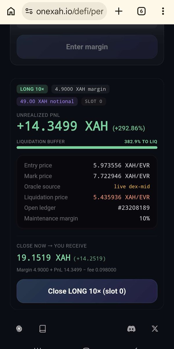 Cbot_Xrpl's tweet photo. Check out this 10x Long I won on #Xahau 292%⛳️. It lived and was executed onchain in the perp hook. No exchange, no bank, no intermediary. Just the bazaar 👥
https://t.co/D8XcNoaqKC

#XRPL #Evernode $XRP $EVR https://t.co/zbDwOtSMxc