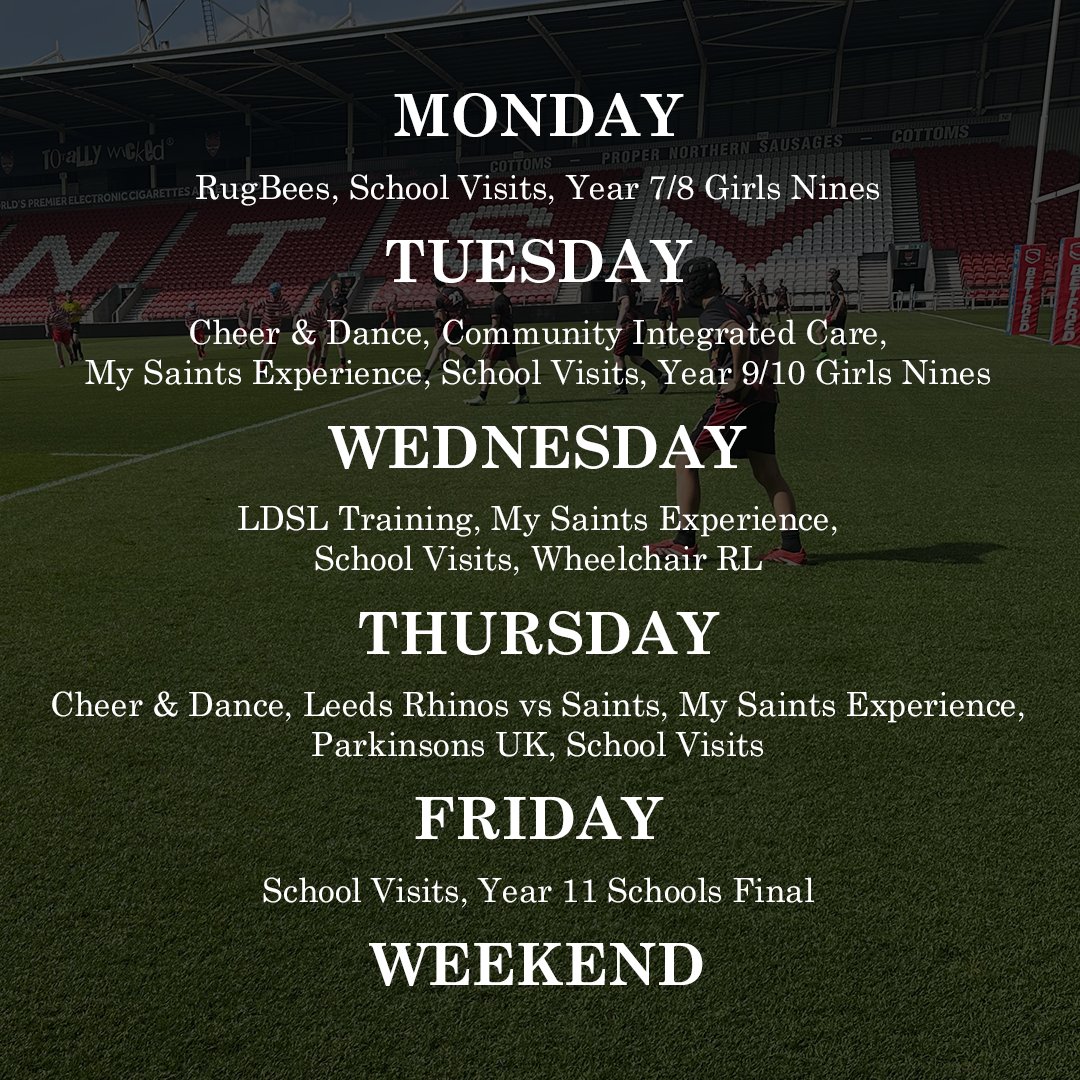 CommunitySaints's tweet photo. ✍️ 𝗧𝗛𝗜𝗦 𝗪𝗘𝗘𝗞 𝗙𝗢𝗥 𝗧𝗛𝗘 𝗦𝗖𝗗𝗙

🚨 Events we are involved in this week are listed below.

ℹ️ Full details can be found on our website!

🗞️ https://t.co/uBk21M5Zqa

#Saintsandproud https://t.co/WjSDo4ejJi