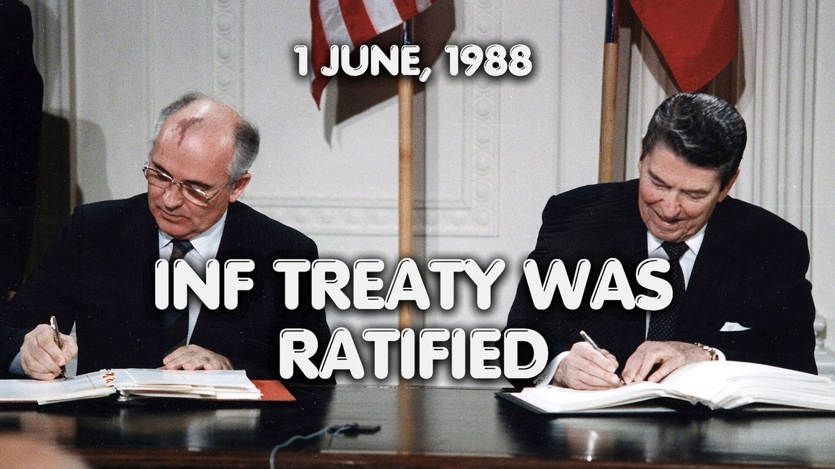 EmbassyofRussia's tweet photo. #OTD the landmark Intermediate-Range Nuclear Forces (#INF) Treaty entered into force in 1988, requiring 🇷🇺🇺🇸 to eliminate all land-based intermediate- and shorter-range missiles, along with their launchers and support equipment. https://t.co/s7AUWttfG7