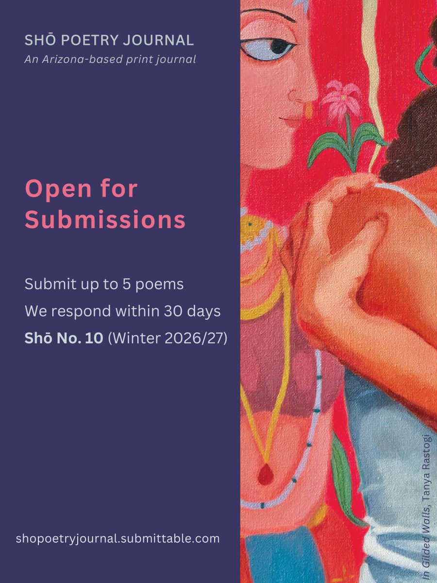 sho_journal's tweet photo. Submissions are open! We are reading for our winter issue and respond to all submissions in 30 days or less. https://t.co/tPuy3cPTar