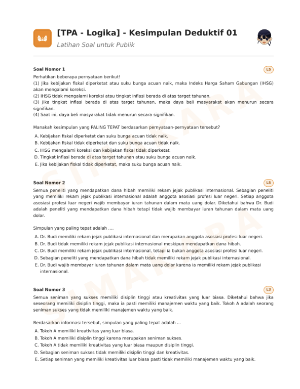 advocaite's tweet photo. soal dan pembahasan ujian mandiri 2026!
📌TPA - Kesimpulan Deduktif by SIMAKARA
https://t.co/eBzUvtB65f

📚pembahasan: https://t.co/OuORNfpqcZ

#studytwt #AMBISVERSE

channel belajar: https://t.co/iIa34jADbY https://t.co/3pfJcqIJdO