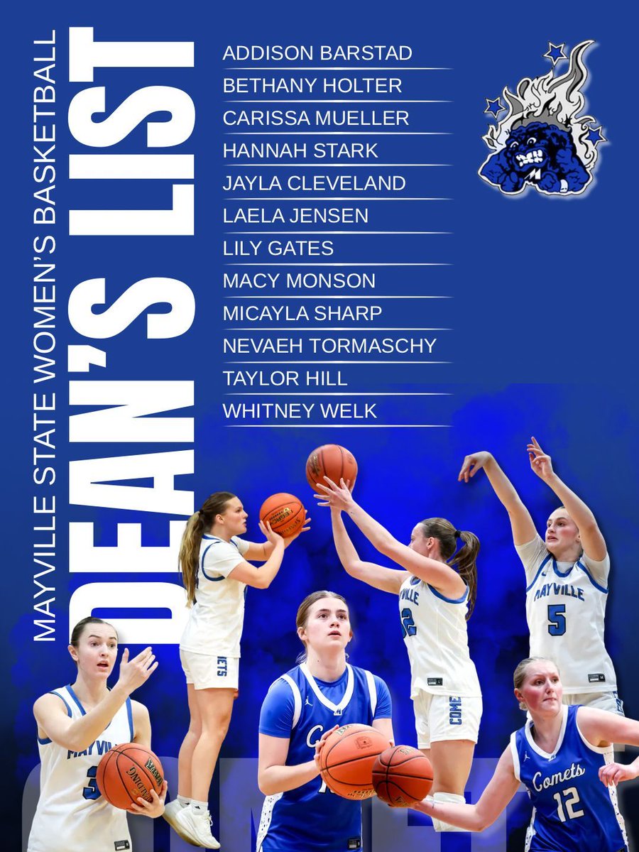 CometsWBB's tweet photo. Congrats to our Dean’s List student-athletes! ☄️📚

#RollComets #GDTBAC https://t.co/ukJ29RzfPv