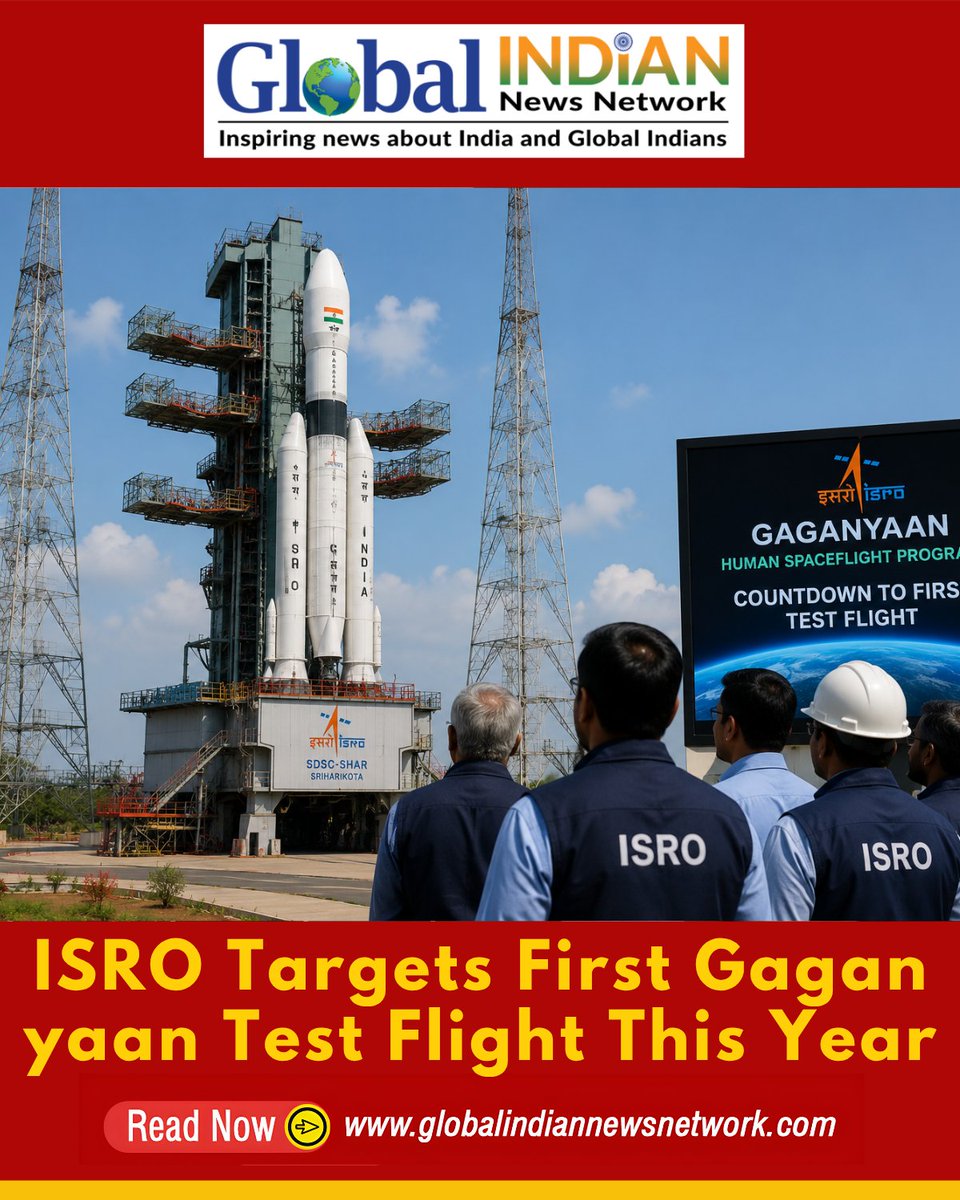 GlobalIndin's tweet photo. ISRO Targets First Gaganyaan Test Flight This Year 🚀🇮🇳

Read more: https://t.co/0aTB4NwsaR

@globalindiannewsnetwork @isro @INSPACeIND @DrJitendraSingh
#ISRO #Gaganyaan #Space #IndiaInSpace #Astronauts #Science #Innovation #Technology #SpaceMission #FutureOfSpace #ginnyxchloeparfums