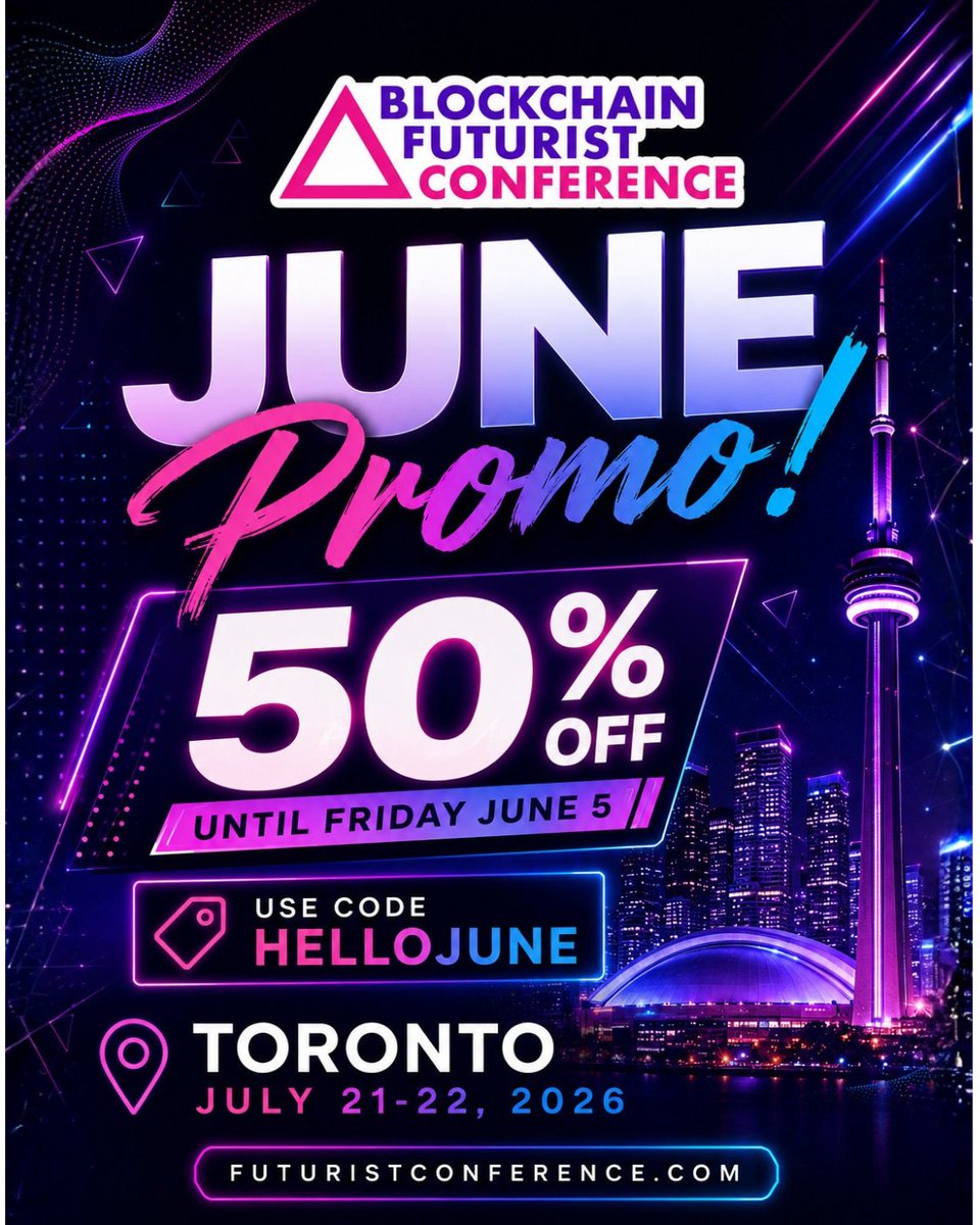 Futurist_conf's tweet photo. Happy June! ☀️

50% OFF Futurist Toronto tickets 🎟️

Use code: HELLOJUNE

Ends Friday, June 5.

See you in the future 🚀 https://t.co/b9jnixxEU1