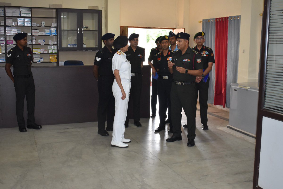 dgafms_mod's tweet photo. Surg VAdm Arti Sarin, #DGAFMS visited the prestigious Indian Military Academy, Dehradun, and interacted with Lt Gen Nagendra Singh, Commandant, #IMA. Discussions focused on augmenting sports medicine capabilities through modern equipment and fostering a scientific, evidence-based approach to physical training and injury prevention.  The #DGAFMS visited AROGYAM, the Sports Medicine Centre, the Section Hospital and the Dental Centre, and appreciated the ongoing efforts to modernise healthcare facilities while strengthening preventive and promotive management of training-related injuries to enhance the health, fitness and operational readiness of cadets undergoing training.  

@adgpi
@indiannavy
@IAF_MCC
@PibIndia
@artrac_ia
@suryacommand
@UBArea_IA 
@HQ_IDS_India
@SpokespersonMoD