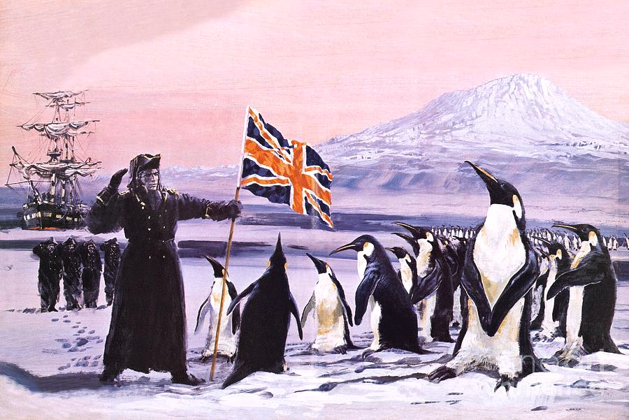 AntipodeEmpire's tweet photo. James Clark Ross Planting The Union Jack Into The Antarctic Ice In 1840 🇬🇧