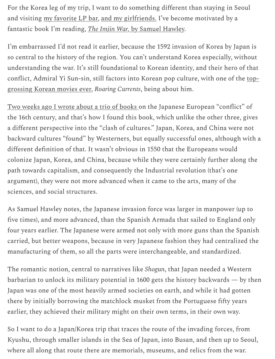 Chris_arnade's tweet photo. I also wrote about the fantastic book by @SamHawleywriter, The Imjin War, which I will use as the inspiration for my next Japan/Korea trip