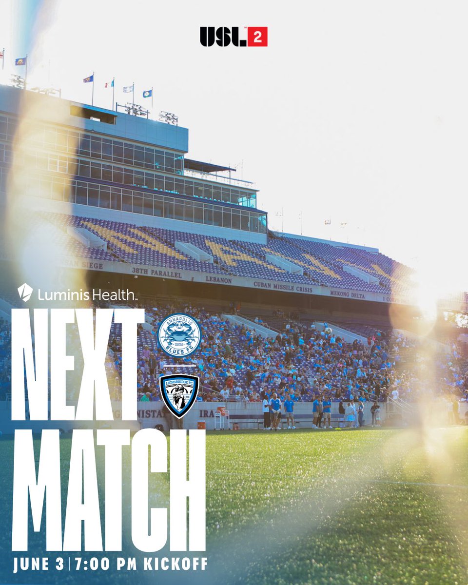 AnnapolisBlues's tweet photo. Mid-week match up at home 🫡

This Wednesday, June 3, at 7:00 pm, the boys face off against Lionsbridge FC! Grab your Fello x Blues pennants on the way into the match! ✨

🎟️ at https://t.co/40XHXTIbbQ https://t.co/tAYMgqaCVO