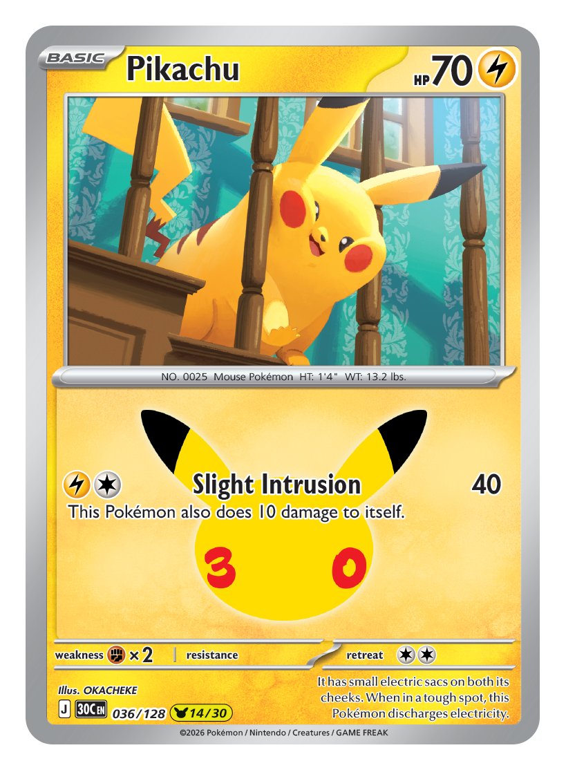 StephenLKent's tweet photo. 30th Celebration seems HUGE especially compared to Celebrations. 128 + at least 30 secret rares.

Super happy the 30 exclusive Pikachu cards will be one per pack and relatively affordable to collect, can't wait to see all my favourite artists! 😍😍 https://t.co/q2PMdYR1JW
