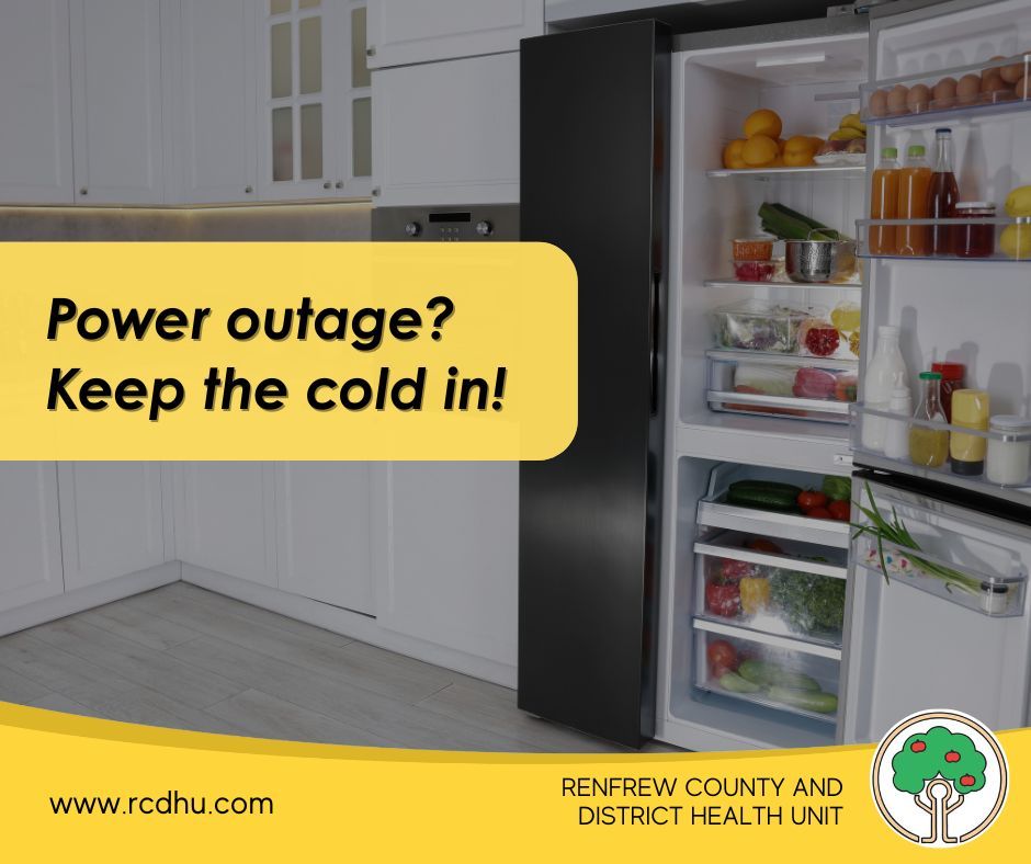 RCDHealthUnit's tweet photo. During a power outage, keep fridge and freezer doors closed to preserve food as long as possible.  After a power outage, throw away food if it smells or looks “off”, or sat at room temperature for 2+ hours. Spoiled food doesn’t always look or smell bad!
https://t.co/yYo41kJClF https://t.co/ZS9z5VSl6N