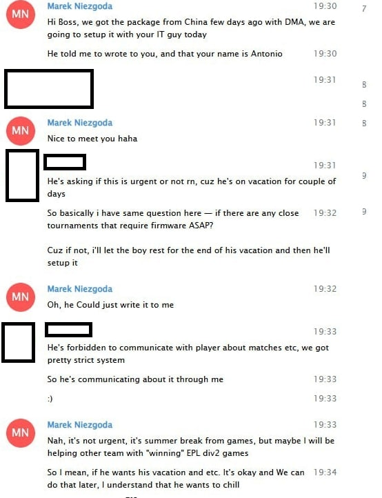 alphaddv's tweet photo. So, I decided to shed some light on Oramond/VRSDelivery/Dragon Claw🇵🇱

most of the proofs with screenshots and videos will be in comments

There will be two posts here

I’ll say this up front: I’m not responsible for the accuracy of this information. I’m just sharing what I know; everyone can decide for themselves what they think.

Let’s start with some info a guy recently sent me. Let’s call him Person X

So, Person X claims he sold a radar to AntyVirus (player Oramond) back when he was still playing AVEZ
(screenshots attached). Obviously, the name is fake, as he himself points out

His point is that even while using cheats, they lost a lot of money to him, so he decided to share this.

Next, regarding the voice chats (I’ve attached a video in comments). In them, AntyVirus asks how he can use a laptop with DMA (Radar). Many might say it’s impossible to tell whose voice it is. Below, I’ve attached several confirmations of his voice.
The first is confirmation from the player zur1s, who played with him on the same team at LAN events and online. The second is voice clips from the game/stream for comparison. now there is also player "innocent" who confirms his voice

Next is a Discord channel where he discussed their “work” with them.

Here is a screenshot from Person X (the first one), showing the AntyVirus’s account he was chatting with. The second screenshot shows the actual AntyVirus account he used to veto in the championship. As you can see from the registration dates, this is the same person.

The gist of the conversation is that the bets on that match were much higher than what Person X had placed. And he was unhappy that they either placed the bets themselves or leaked the information.

It also turned out unexpectedly that AntyVirus is the “best friend” of STARGAZA, aka darknesszz; they played Faceit, tournaments, and qualifiers (I think many of you know this guy; if you don’t, you can look him up, but in short, he used cheats—even FPL—across multiple accounts, for which he was successfully banned).

Next, fanatyk, suonko, and Peter0o0o played on a team with the player “ZEMO,” who was also banned for cheating.

And of course, these players can’t win a damn thing at LAN events and play at 0.8. But online, they’re at 1.20.

All of this is very strange, but it’s all indirect evidence, obviously.

Next up are gameplay moments. Everyone should understand that these people used to play normal CS and they know how to avoid getting banned after the first game. The point is, they won’t give themselves away like donkeys. But the number of strange and suspicious moments is off the charts. A grenade always lands right where you are, and when you move out, they’re always looking at the areas where the enemies are. Unintentional pushes for CT from the support players, when there’s no lurker at their point in a specific round—and most often either.they’ll either go for a numerical advantage or stack up wherever you’re heading. And in certain rounds, when the score allows it or they’re feeding, they’ll play the opposite way. And you’ll never see them blasting through a wall at someone. And there are a lot of “strange” moments, but there’s no point in cutting all that up and posting it, since most of it can usually be justified. If anyone’s interested, you can check it out for yourselves; I’ll just give a couple of examples of their play. These moments aren’t critical, but they just show that they have an amazing feel for everything.

What’s the point of all this? As I said earlier, everyone can decide for themselves what they think about these “players.” I can only hope that maybe some kind of backlash might calm them down a bit. So that they at least don’t win championships—as person X told me earlier, teams that mainly play with DMA (radar) rarely aim to win tournaments, since they don’t need to; they’re making money anyway. But these guys are an exception; they decided to go all-in. And obviously, the chance that ESIC will ban them is practically zero, since there’s little evidence anyway—maybe they’ll only get banned once they finish their careers, as usually happens :)

It’s obvious to many that all of this is really shitty; people like this ruin the careers of others who are trying to win the game honestly

For the teams/players reading this, the only way to handle it is to do what ENCE did (see the screenshot in the next post). Realizing who they were up against (M1 = Oramond), they tweeted about it, putting pressure on the Poles, and asked the TO to put extra monitoring on them. Extra cameras, closer monitoring of the game, etc., and ENCE won that match.

I hope this bullshit will eventually become less common😔