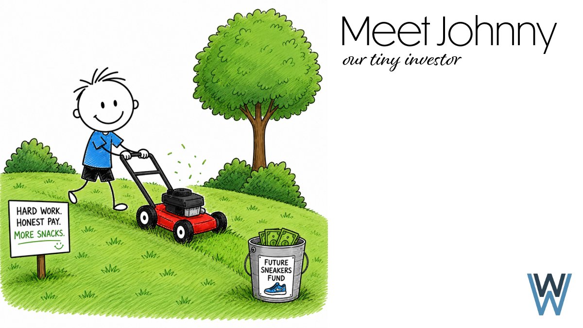 windlewealth's tweet photo. Johnny made $20 mowing lawns and suddenly started saying things like “financial independence.” 🌱💸 https://t.co/xv4iLgR9OW