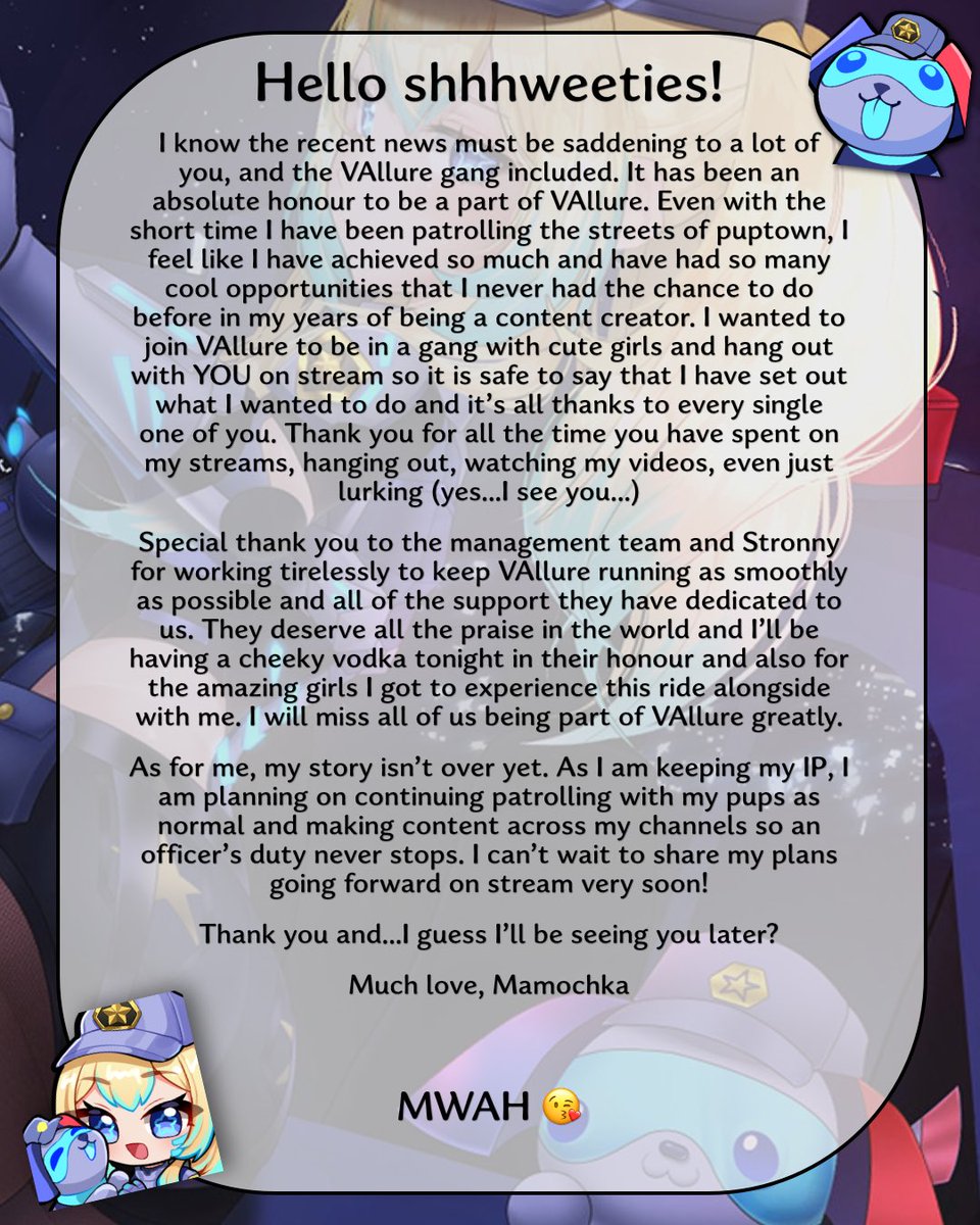 CeruFoxhound's tweet photo. To pups, friends and the groomed 🙏❤️

VAllure has come to an end o7

BTW I’M NOT GOING ANYWHERE AND I’M STILL DOING CONTENT AS NORMAL so please no panic my darlings, mother is going no where!!! More fun announcements coming soon! https://t.co/FDNtWj5qI7