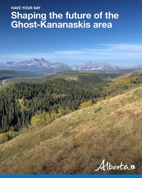 AB_Enviro's tweet photo. Help shape the future of the Ghost-Kananaskis area. 

Until June 5, you can share input on how land should be managed.

Feedback will help inform the development of a draft Ghost-Kananaskis Sub-regional Plan. 

Have your say: https://t.co/CJoyOcqBK1 https://t.co/DAcs6LCnoa