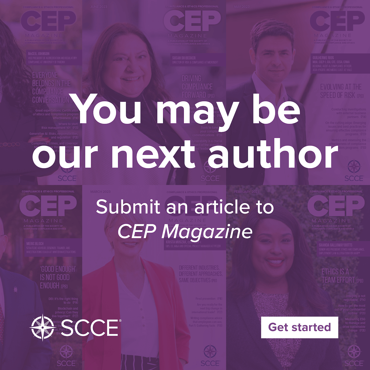 SCCE's tweet photo. Be a champion of the  compliance community by contributing an article to CEP Magazine. Share your ideas and provide first-hand knowledge and authentic information to your peers. Get started: 
https://t.co/27WLRKGCQ7 https://t.co/DAIUcCCmMF