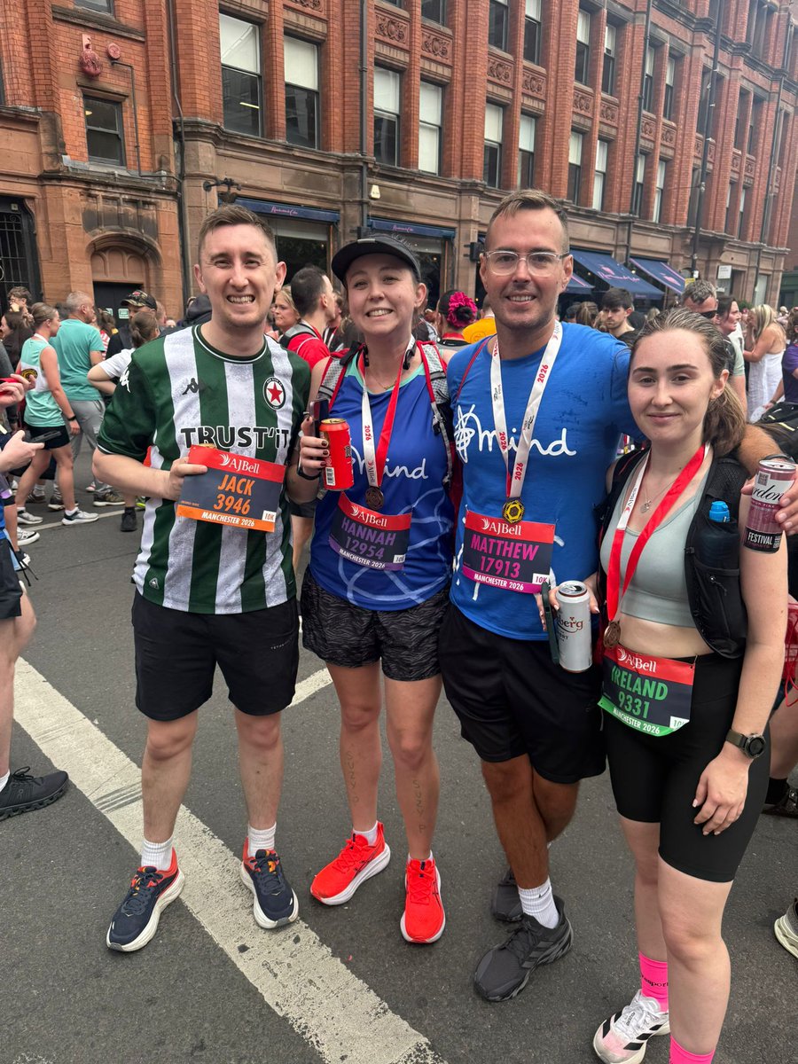 GMTrainHub's tweet photo. 🏃‍♂️🎉 Congratulations to Matt and Hannah on completing the Manchester 10K yesterday while fundraising for Mind and raising awareness of mental health.

A big well done to Jack and Ireland too for taking part and showing their support alongside them.

A fantastic achievement! 👏💙 https://t.co/zOxd1ehkNT