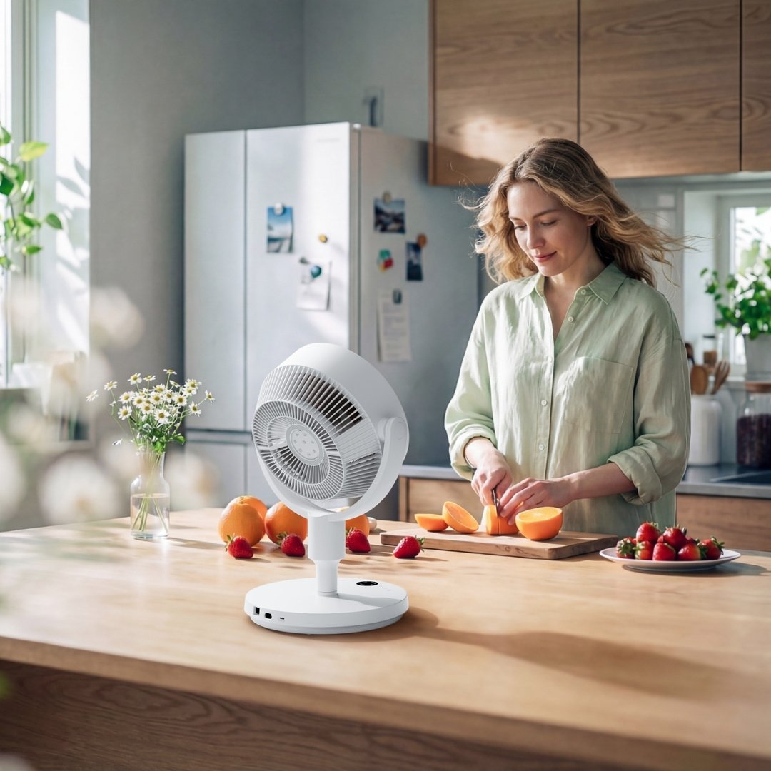 SwitchBot's tweet photo. Summer really said,  “Good Luck. 🌞”
We said: bring in the airflow. 🌬️
Kitchen, living room, bedroom — cooler vibes, everywhere.
Where would you place it first?

#SwitchBot #StandingCirculatorFan #SmartHome #Heatwave https://t.co/6oGKe7yFAV