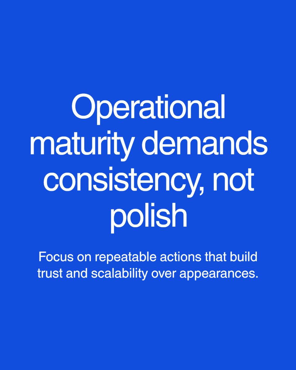 novelworkco's tweet photo. Operational maturity is not about polish. It is about doing the right things consistently. Repeatable processes build trust, reliability, and scalability. Are your operations built for repeatability or just appearance?

https://t.co/Yv7RuVY8RL #executiveleadership https://t.co/1oreaOm5M0