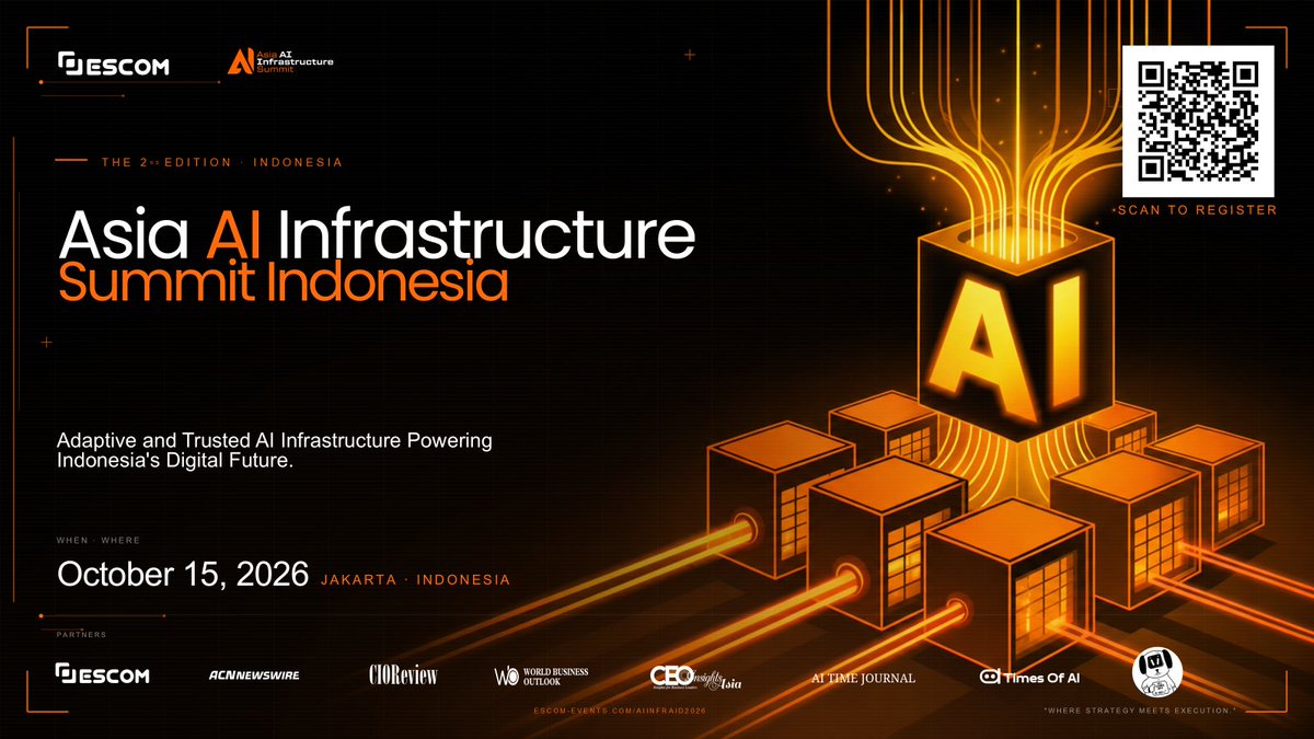 Allconfsbot's tweet photo. The 2nd Asia AI Infrastructure Indonesia Summit 2026 – Adaptive and Trusted AI Infrastructure for Indonesia’s Digital Future 

📅 Date: October 15, 2026
 📍 Location: Jakarta, Indonesia 

The 2nd Asia AI Infrastructure Indonesia Summit 2026 is a one-day conference focused on the infrastructure needed to support responsible, scalable, and future-ready AI adoption in Indonesia. The summit arrives as Indonesia accelerates its digital transformation and advances national AI governance, including work on the National AI Roadmap, AI safety and ethics guidelines, sector-specific regulations, and mandatory labeling of AI-generated content. Under the theme “Adaptive and Trusted AI Infrastructure Powering Indonesia’s Digital Future,” the event brings together policymakers, regulators, investors, hyperscalers, hardware innovators, data center operators, and enterprise IT leaders. Its program explores the full AI infrastructure value chain, from foundational investments and governance to high-density AI data centers, cloud and edge computing, network resilience, and large-scale AI deployment. The summit is designed to align infrastructure strategy with national priorities, regulatory developments, and real market needs. 

Why Attend:
• Explore Indonesia’s evolving AI regulatory and infrastructure landscape
• Learn about AI governance, data centers, cloud, edge computing, network resilience, and deployment
• Connect with policymakers, regulators, investors, hyperscalers, hardware innovators, and enterprise IT leaders
• Gain insights through analyst briefings, executive panels, fireside discussions, and C-level networking
• Discover AI technologies through a curated mini-exhibition 

The summit is positioned as a full-stack AI infrastructure conference for senior stakeholders shaping Indonesia’s AI future. With 300+ senior participants expected, the event creates a focused platform for strategy, execution, investment discussion, and practical infrastructure planning at a pivotal moment for the country’s digital economy. 

All details are available on our website — https://t.co/fcSoNtsheK 

#AsiaAIInfrastructureSummit #AIInfrastructure #ArtificialIntelligence #IndonesiaEvents #DigitalTransformation #DataCenters #CloudComputing #EdgeComputing #AIGovernance #JakartaEvents
