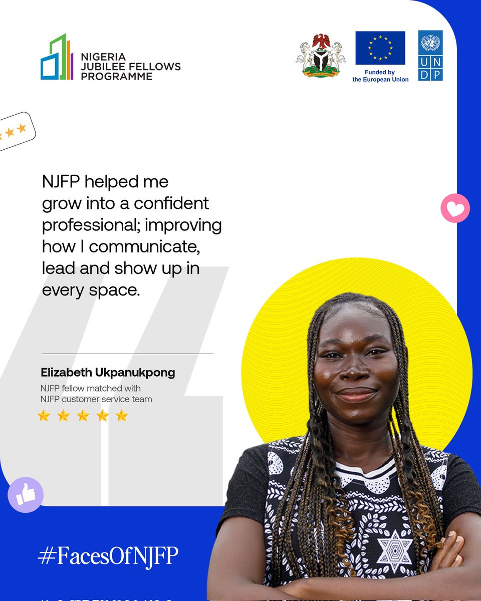 nnngo's tweet photo. 𝗦𝘁𝗼𝗽 𝗪𝗮𝗶𝘁𝗶𝗻𝗴 𝗳𝗼𝗿 𝘆𝗼𝘂𝗿 𝗕𝗶𝗴 𝗕𝗿𝗲𝗮𝗸 - 𝗧𝗵𝗶𝘀 𝗶𝘀 𝗜𝗧! 

@The Nigeria Jubilee Fellows Programme (NJFP 2.0) is placing 𝟮𝟯,𝟬𝟬𝟬+ graduates into fully paid, real-world work experiences across Nigeria. Your career doesn't have to start with "we'll call you" when Nigeria Jubilee Fellows Programme exists already to support young graduates like you navigate complex labour markets to access meaningful work and employment. 

You do not want to miss this huge opportunity, apply now for NJFP 2.0 at: https://t.co/YUk3PXsKEW

@TheNigeriaJubileeFellowsProgramme is a flagship youth employability initiative led by the Federal Government of Nigeria, with support from the European Union @EU and implemented by the United Nations Development Programme - @UNDP  

#CallToAction
#NJFP 
#NJFP2_0 
#ProudlyJubilee 
#JubileeFellows 
#HostWithNJFP
#SustainableDevelopmentGoals
#LeavingNoOneBehind
#GlobalGoals