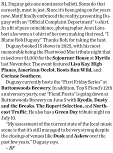 RobDuguay's tweet photo. Thanks to Bobby Forand and the people at @MotifMagRI for including me in their Music Award Winners feature!!! Grab the print edition at various locations around Providence and the surrounding areas!!! https://t.co/qZUABpAXqg