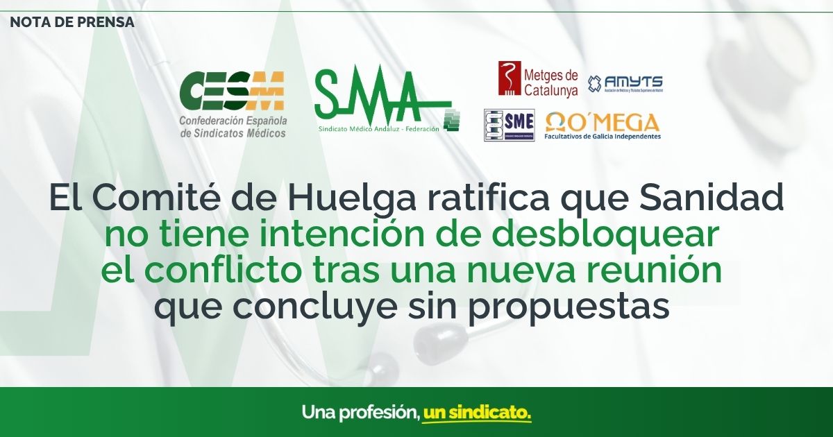 smandaluz's tweet photo. 📢Nota de Prensa

🟩 El Comité de Huelga ratifica que Sanidad no tiene intención de desbloquear el conflicto tras una nueva reunión que concluye sin propuestas 

Más información en ➡️ https://t.co/NSCIns4mFW https://t.co/MgzzJZ0eIq