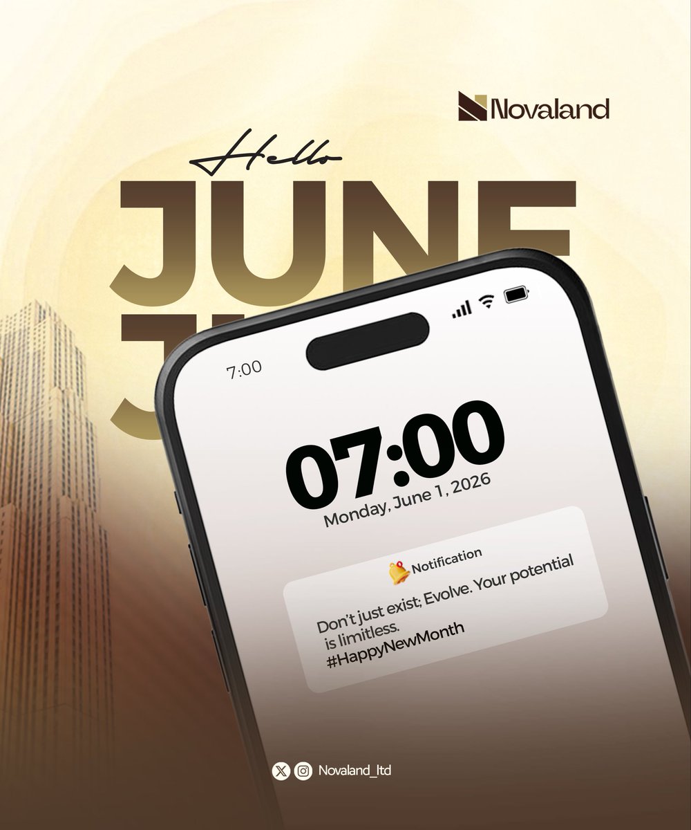novaland_ltd's tweet photo. Hello June! 🌟

A new month, a fresh chance to grow, build, and move closer to your goals.

Keep believing. Keep showing up. Keep making bold moves.

Your next breakthrough could be one decision away.

Happy New Month from Novaland. ❤️🚧

#realestate https://t.co/liXMRtQpQL