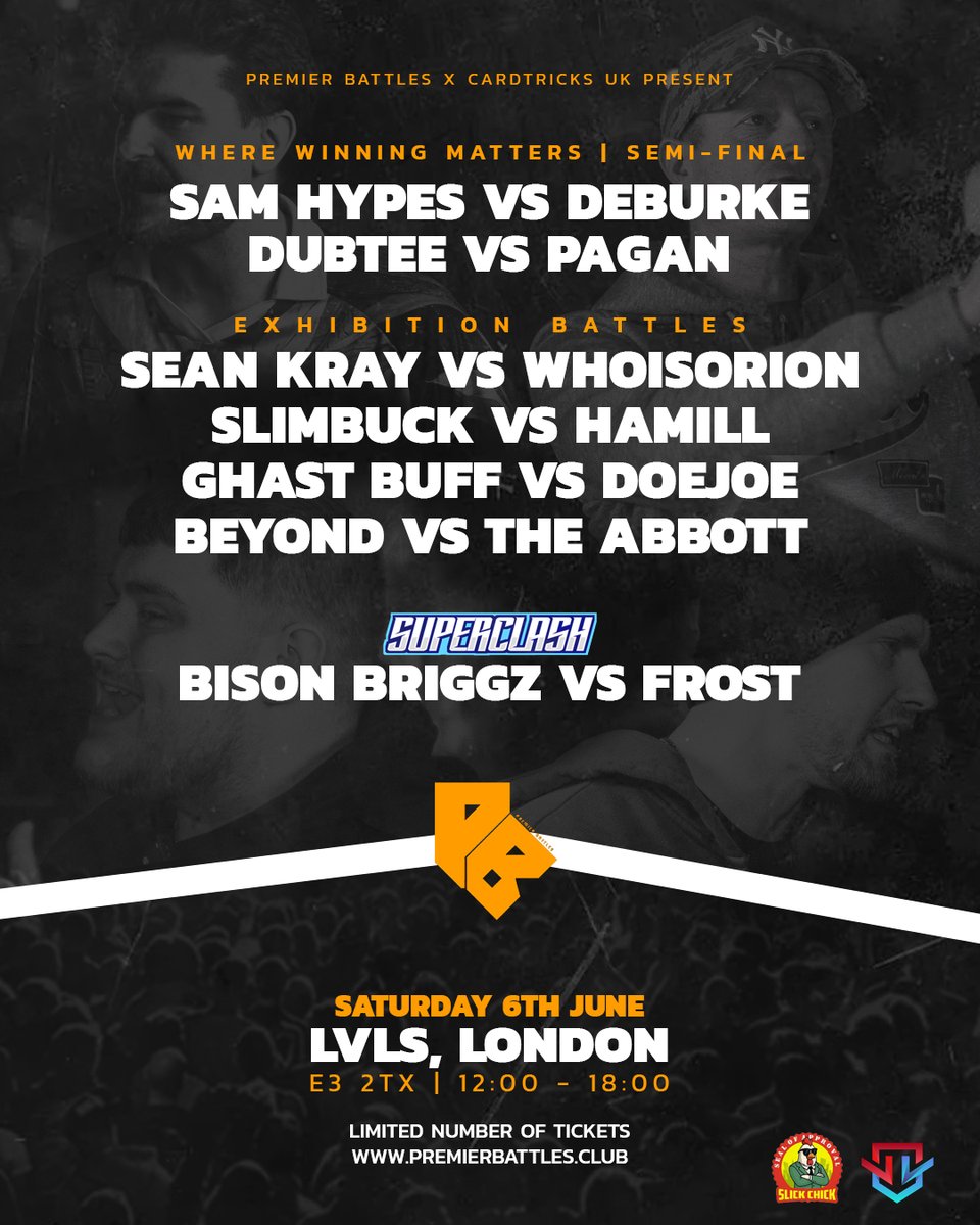 PremierBattle's tweet photo. This Saturday! 

We're back at LVLS in London. 

Tickets: https://t.co/jGcSQ672q2 https://t.co/TuIYIs3YJp