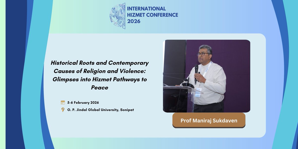 indialoguefdn's tweet photo. Historical Roots and Contemporary Causes of Religion and Violence: Glimpses into Hizmet Pathways to Peace | International Hizmet Conference 2026

Speaker: Prof Maniraj Sukdaven

https://t.co/AYgToS5a6C

#HizmetInIndia

@JindalGlobalUNI @JSIAJindal https://t.co/2NI9qMgkmE