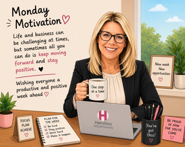 HamiltonAppoint's tweet photo. Life and business can both be challenging at times, but sometimes all you can do is keep moving forward and stay positive. Wishing everyone a productive and positive week ahead ☕✨ #MondayMotivation https://t.co/teZGAYVbGv