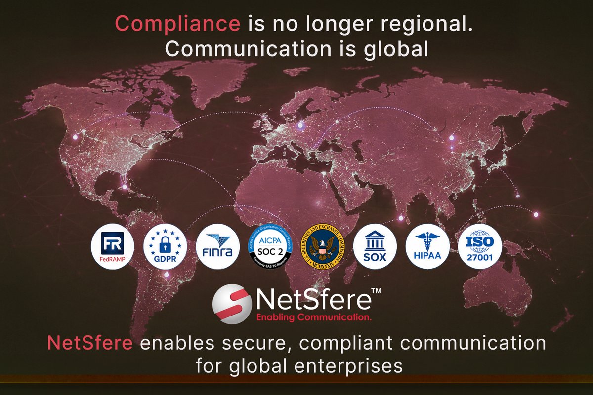 NetSfere's tweet photo. One platform. Every regulation. Every market you operate in.
NetSfere is built for all of them with end-to-end encryption, zero-knowledge architecture, and post-quantum security certified to NIST FIPS 203.

#RegulatoryCompliance #GDPR #FedRAMP #HIPAA #E2EE #PQC https://t.co/pE9k5NhNCa