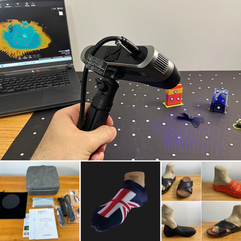 MaxFunkner's tweet photo. Revopoint POP 4 hands-on testing: I scanned feet for a scan-to-print shoe-stretcher experiment, tested color scanning, and even used purge towers from 3D printing as DIY marker blocks. 
https://t.co/cOD7Rvyajb
@Revopoint3d #3dscanning #3dprinting https://t.co/y6asg3Gk4E