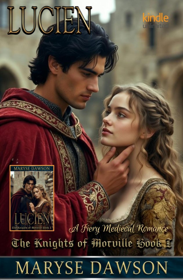 MaryseDawson's tweet photo. 💕Can Sir Lucien tame Lady Aelfwyn’s fiery temper? 💕

╔•❅❖💞❖❅•╗
*🗡️LUCIEN🗡️*       ✨ Steamy Medieval Romance ✨
╚•❅❖💞❖❅•╝

The Knights of Morville Book I (Book II & III are out now)
https://t.co/YnMj9UZH3C

💋 A spicy, passionate medieval romance between a Norman knight and a feisty Saxon maiden 💞
With a trope of OTK and an HEA🫦
⚡️FREE on #KU

⚜️ Protective Alpha Man
⚜️ Feisty Female
⚜️ Spicy Slowburn Romance
⚜️ Discipline & Desire

When Norman knight Sir Lucien de Morville claims the Saxon stronghold of Aethelmere, he quickly realises that winning the land was far easier than winning the heart of its proud and fiery lady, Aelfwyn.
With her fierce temper and rebellious spirit, Aelfwyn takes every opportunity to defy his authority, delighting in testing his patience. But Lucien is a man of honour, and disobedience is something he will not tolerate. Aelfwyn soon learns this the hard way when she finds herself over his lap, facing the consequences of her defiance.
Yet, instead of fuelling her hatred for the new lord, the punishment ignites feelings she never expected.
Set against the backdrop of a Saxon rebellion, this is a tale of passion and defiance, where love must stand united to face danger and fate together.

#Passion #alphaman #Lovestory #spicytiktok  #ebooks #kindlebooks #medieval #knights #warrior #spanking #romancebooks #discipline #desire
