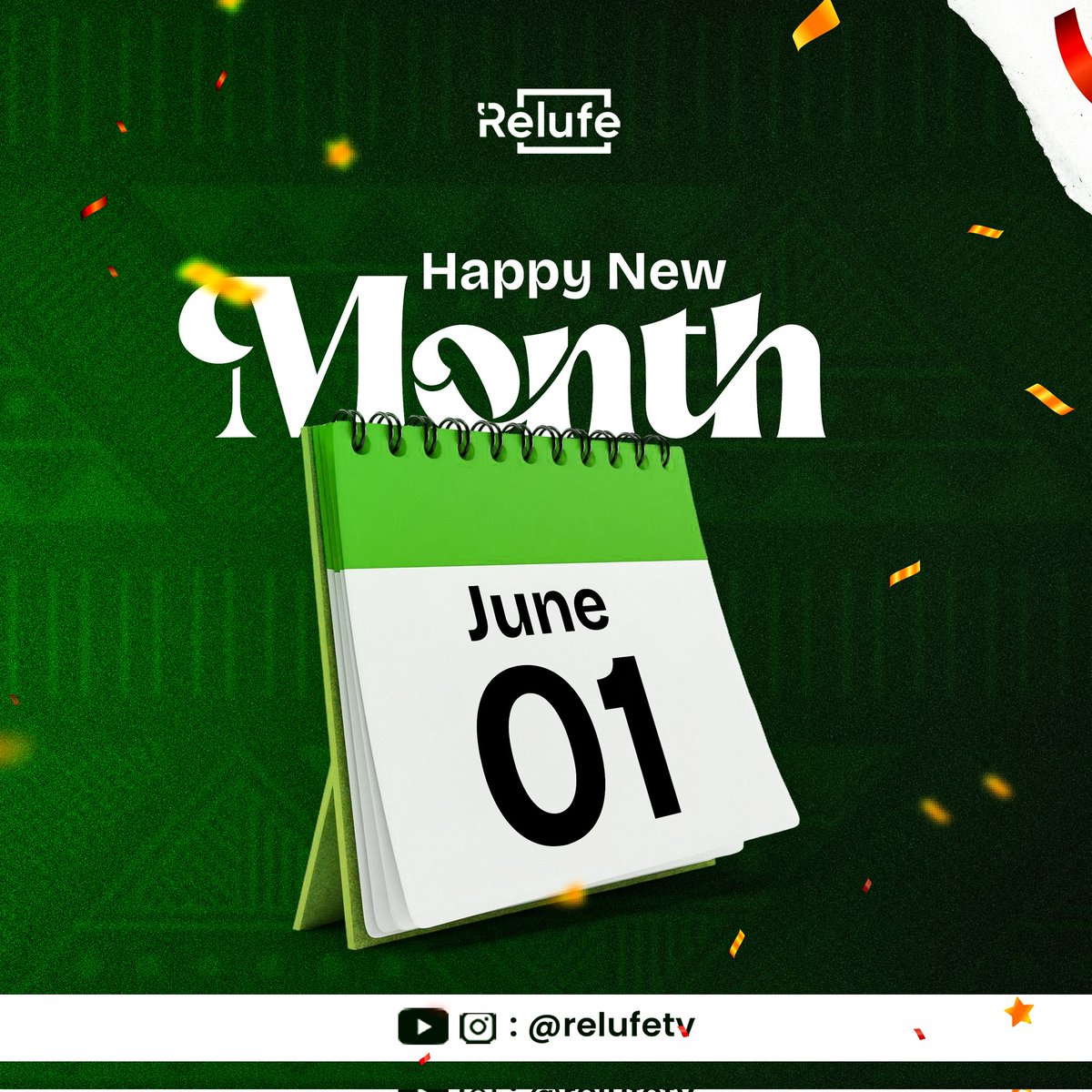 RelufeTv's tweet photo. Hello, June! ✨
A fresh month, a fresh start, and another chance to make great things happen.
Wishing everyone a productive, joyful, and successful month ahead from all of us at Relufetv 💚
#HappyNewMonth #June2026 #RelufeTV https://t.co/VsVqcmgn0Z