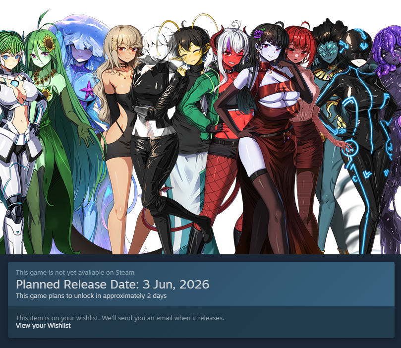 Kaijoseisoft's tweet photo. Only 2 days until Galactic Love Utopia releases in Steam Early Access!

Wishlist 👉https://t.co/B5qUfGUtmM

#IndieGame #NSFWGame #MonsterGirl #VNdev https://t.co/14adfimf5l