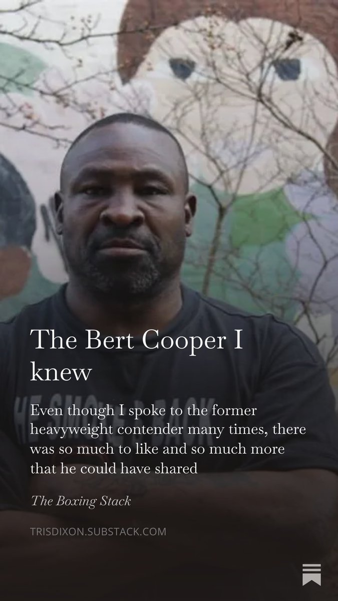 TrisDixon's tweet photo. My Monday feature is on the eight years I knew Bert Cooper for, talking about our exchanges, his stories - the ones he shared and the ones he wouldn’t…

https://t.co/dqpNaVsJfo https://t.co/EfJOXM7yW6
