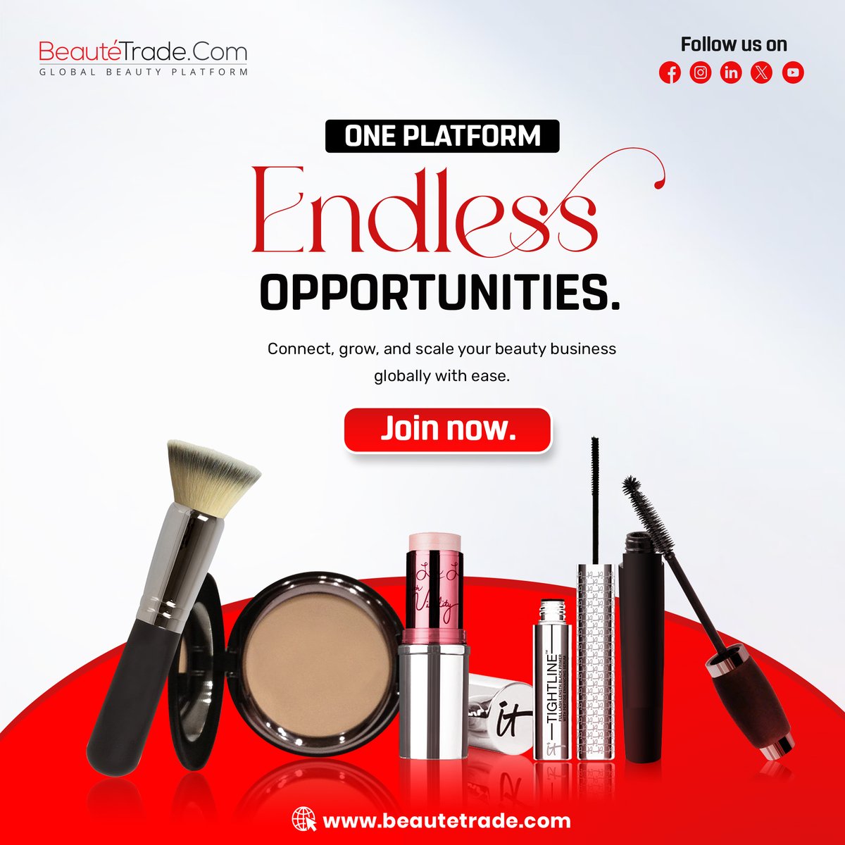 beautetrade's tweet photo. One Platform. Unlimited Beauty Connections.
Take your beauty products beyond borders and reach customers across the globe with BeauteTrade.

#BeautyBusiness #CosmeticsIndustry #SkincareSuppliers #MakeupBrands #B2BMarketplace #BeautyWholesalers #BeautyProducts #BeautyExporters https://t.co/9i2DHL4B5g